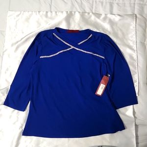 Electronic Blue Women's Blouse with Rhinestones